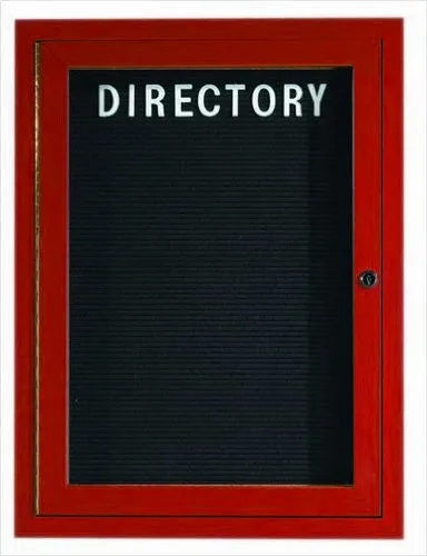 Enclosed Indoor 18"x24" One Door Aluminum Cherry Wood Look Directory Changeable Letter Board