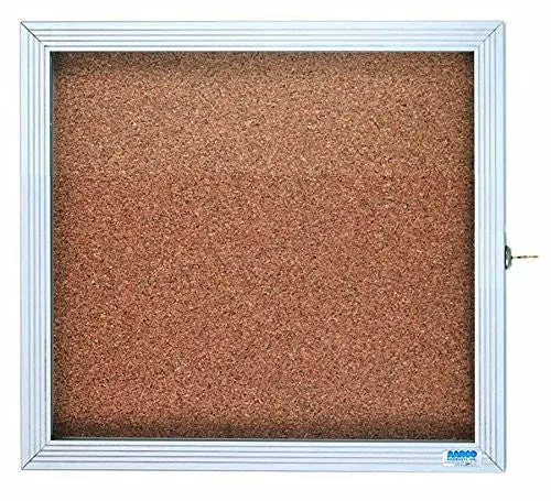 Enclosed Indoor 30"x36" Hinged Door Satin Anodized Finish Aluminum Cork Bulletin Board