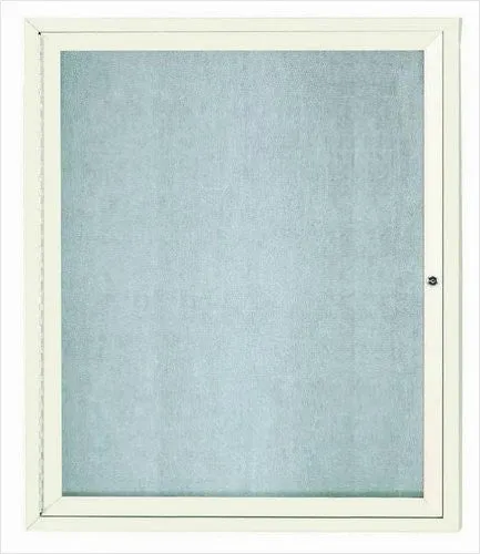 Enclosed Outdoor 30"x36" One Door Ivory Aluminum Cork Bulletin Board