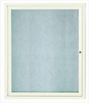 Enclosed Outdoor 30"x36" One Door Ivory Aluminum Cork Bulletin Board