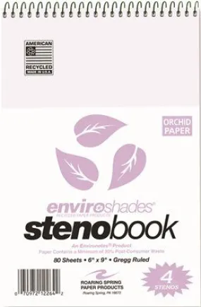 Enviroshades Steno Notebook' Gregg' 6 In. X 9 In.' Orchid' 80 Sheets Per Pad' 4 Per Pack