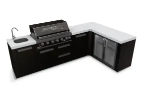 Everdure Neo Black Outdoor Kitchen with Sink & Storage Modules, Corner Cupboard and Fridge (Option 4)