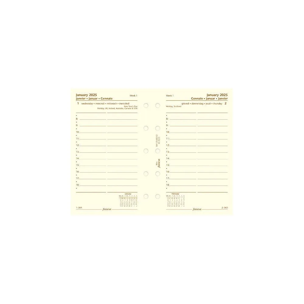 Filofax Mini Day per Page, Cotton Cream, 2025