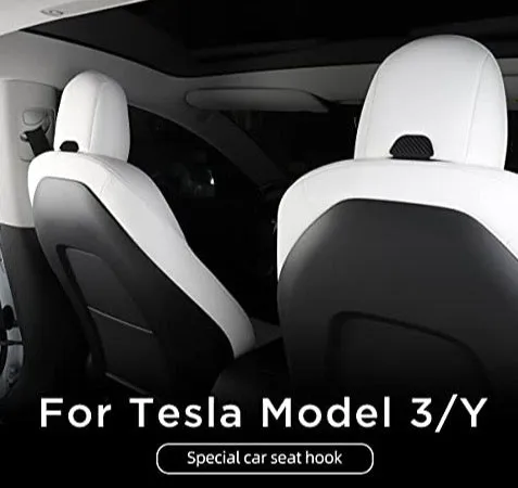 Front Seat Headrest Storage Hooks for Tesla Model 3 & Y (Carbon Fiber)