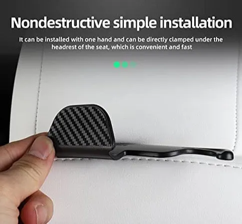 Front Seat Headrest Storage Hooks for Tesla Model 3 & Y (Carbon Fiber)