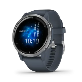 Garmin Venu 2 Silver Bezel w/Granite Blue Case/Silicone Band
