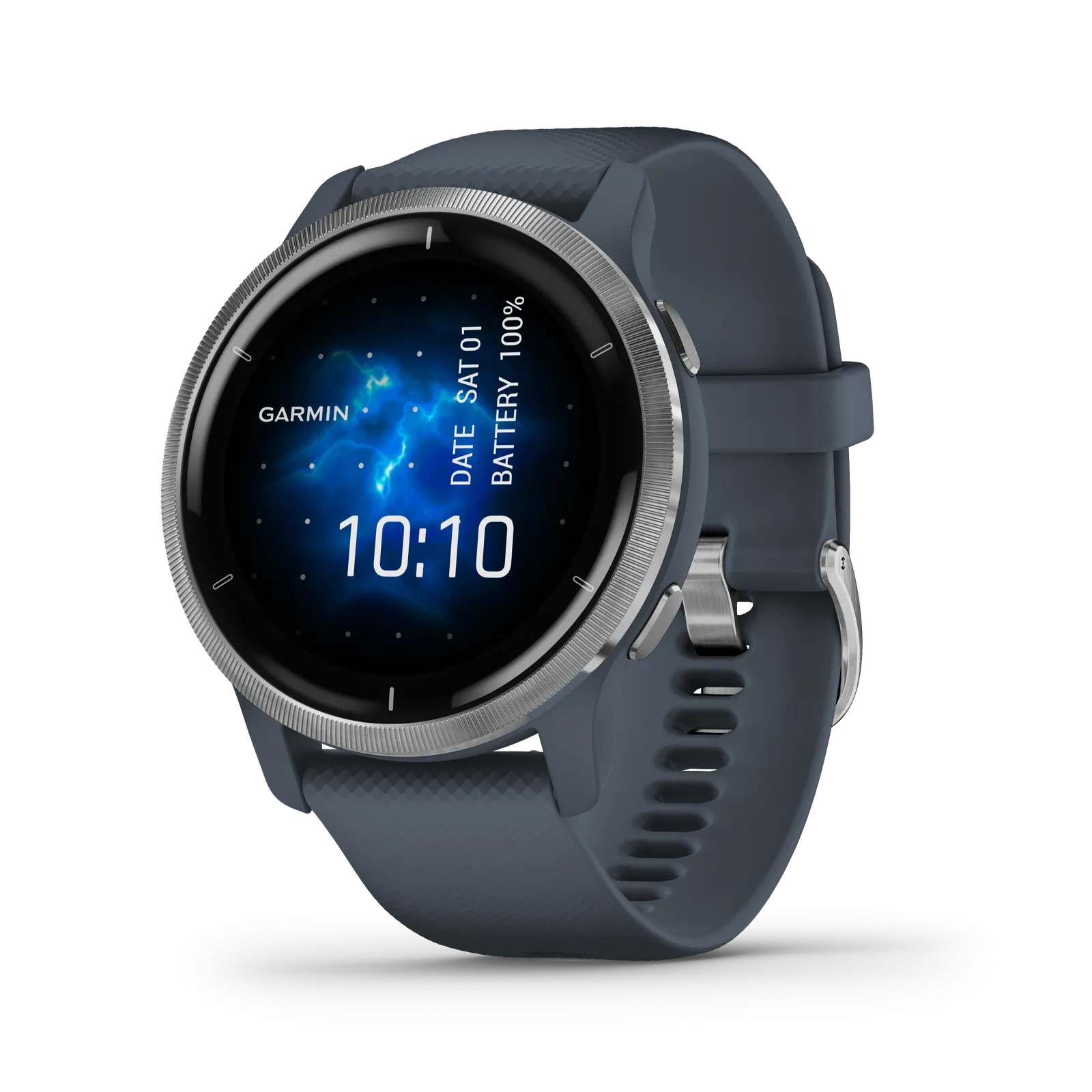 Garmin Venu 2 Silver Bezel w/Granite Blue Case/Silicone Band