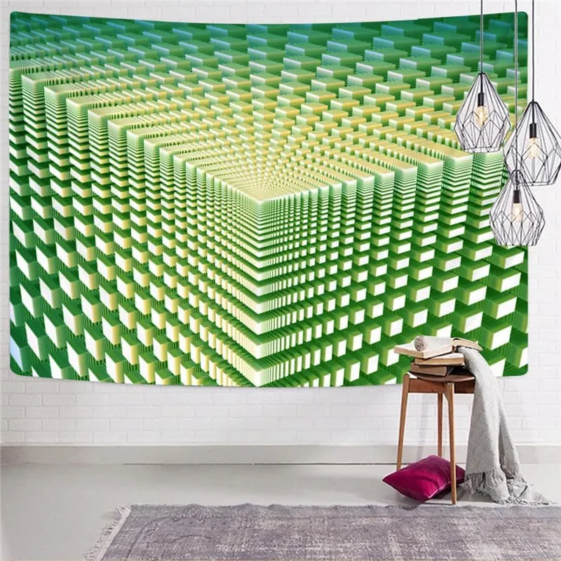 Geometric Tapestry Psychedelic Tapestries Vortex Rug Wall Green Wall Tapestry