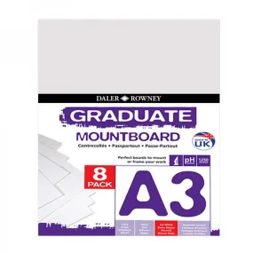 GRADUATE MOUNTBOARD A3 : ICE WHITE : PACK OF 8