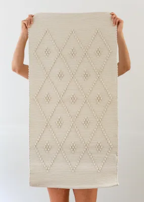 Hand-Woven Diamond Mat - Beige