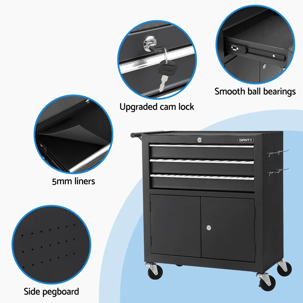 Heavy-Duty 3-Drawer Tool Box Chest with Lock, Wheels - Giantz