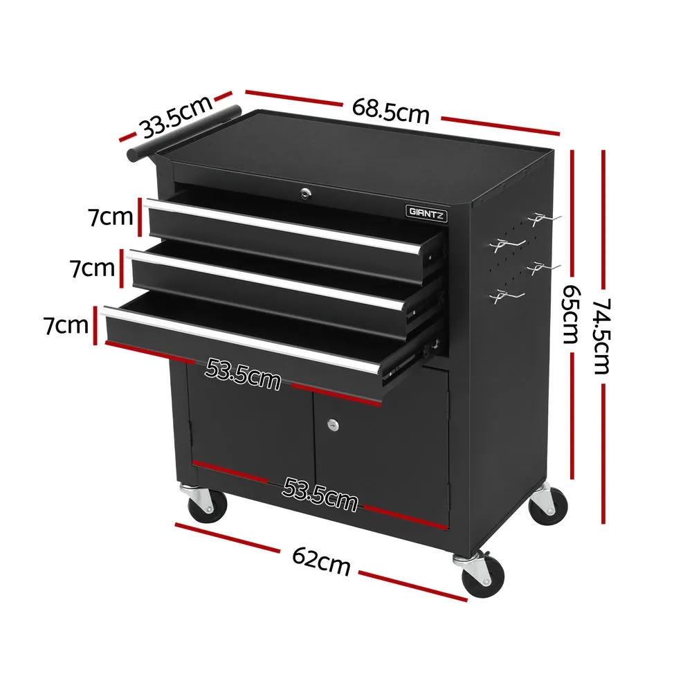Heavy-Duty 3-Drawer Tool Box Chest with Lock, Wheels - Giantz