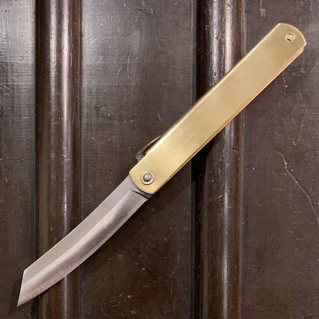 Higonokami 12cm Aogami 2 Steel Folding Knife Extra Large Brass Handle