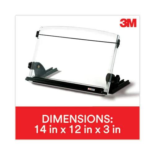 In-line Adjustable Desktop Copyholder,150 Sheet Capacity, Plastic, Black/clear