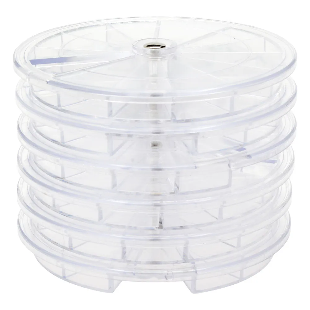 Keeper Spinner Stackable Storage Container with 12 Compartments, 3.8" Round Diameter, 6 Storage Containers