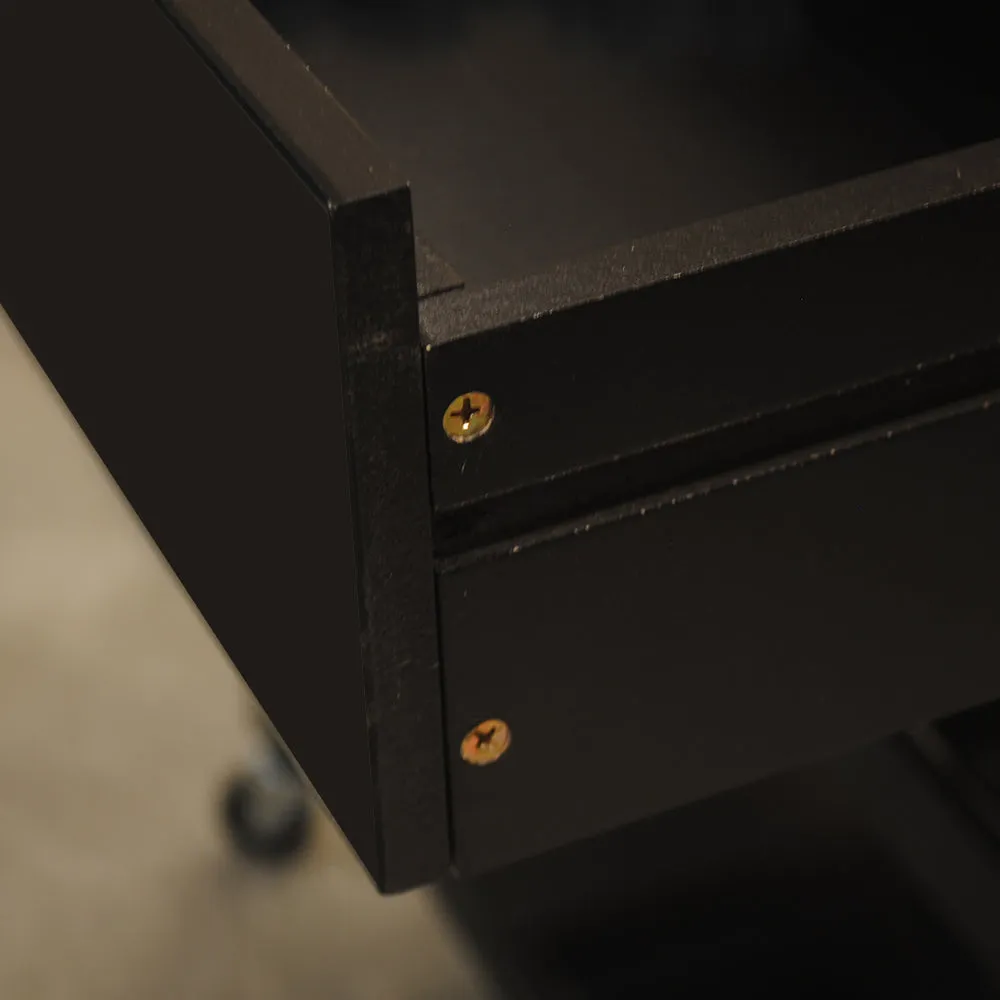 Kitchen Island & Kitchen Cart, Mobile Kitchen Island with Two Lockable Wheels, Rubber Wood Top, Black Color Design Makes It Perspective Impact During Party.