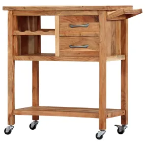 Kitchen Trolley 31.5"X17.7"X35.8" Solid Wood Acacia