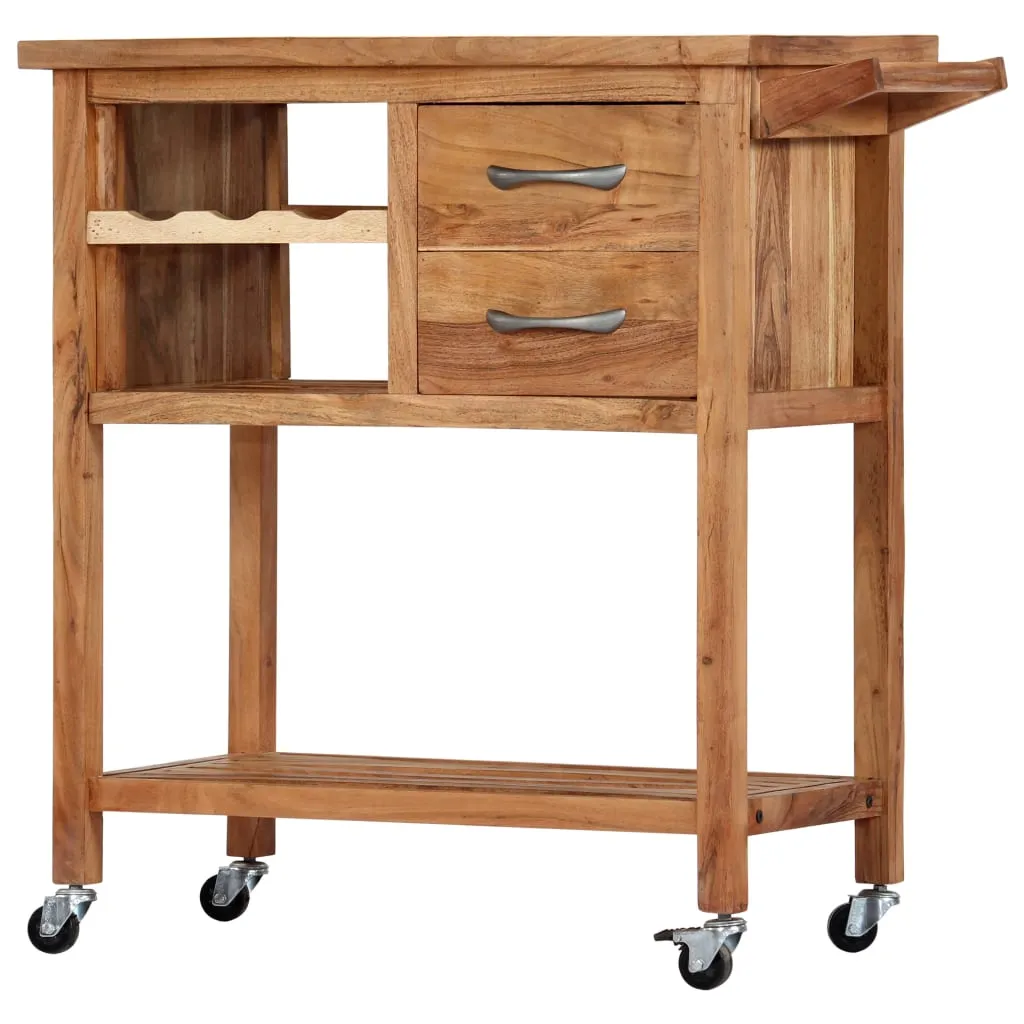 Kitchen Trolley 31.5"X17.7"X35.8" Solid Wood Acacia