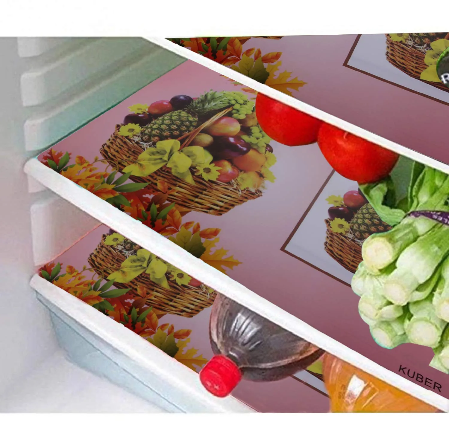 Kuber Industries Refrigerator Drawer Mats (Pink, PVC, Standard) (CTKTC08572)