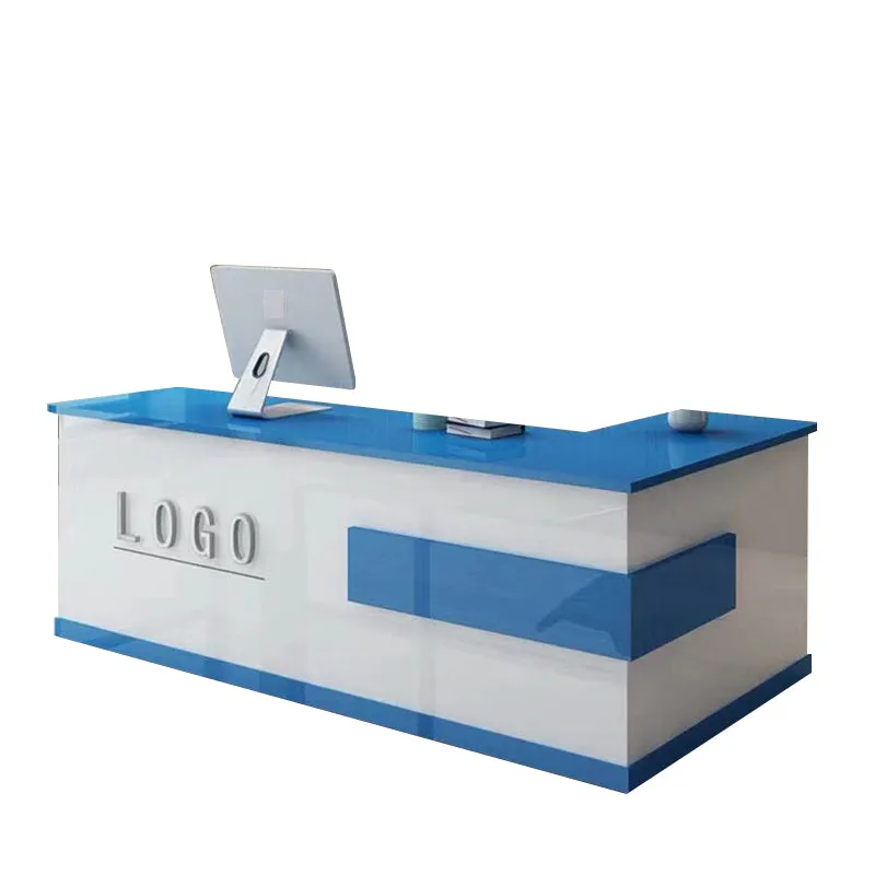 L-Shaped Front Desk with Lockable Drawers and Storage Cabinet for Offices JDT-10108