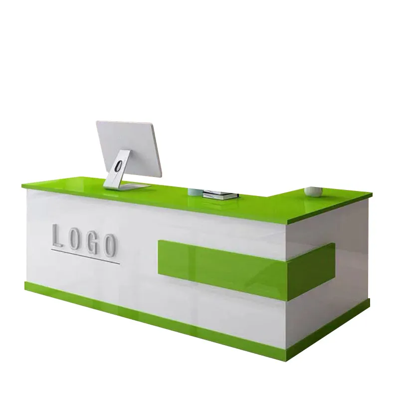 L-Shaped Front Desk with Lockable Drawers and Storage Cabinet for Offices JDT-10108