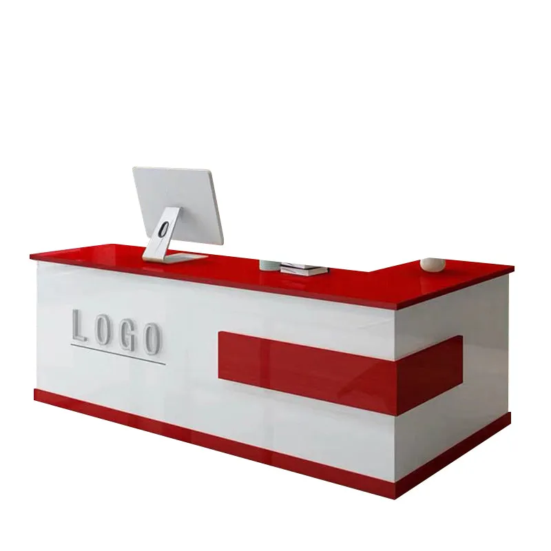 L-Shaped Front Desk with Lockable Drawers and Storage Cabinet for Offices JDT-10108