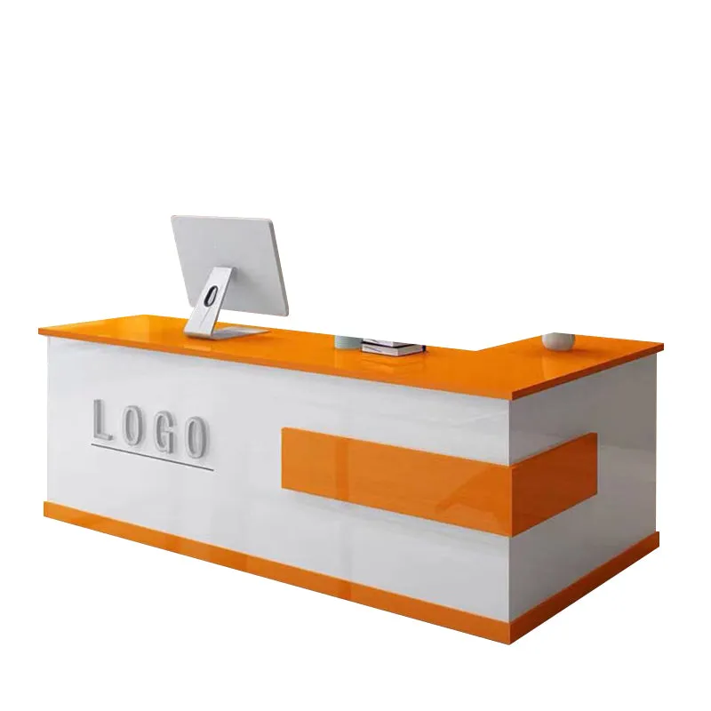 L-Shaped Front Desk with Lockable Drawers and Storage Cabinet for Offices JDT-10108