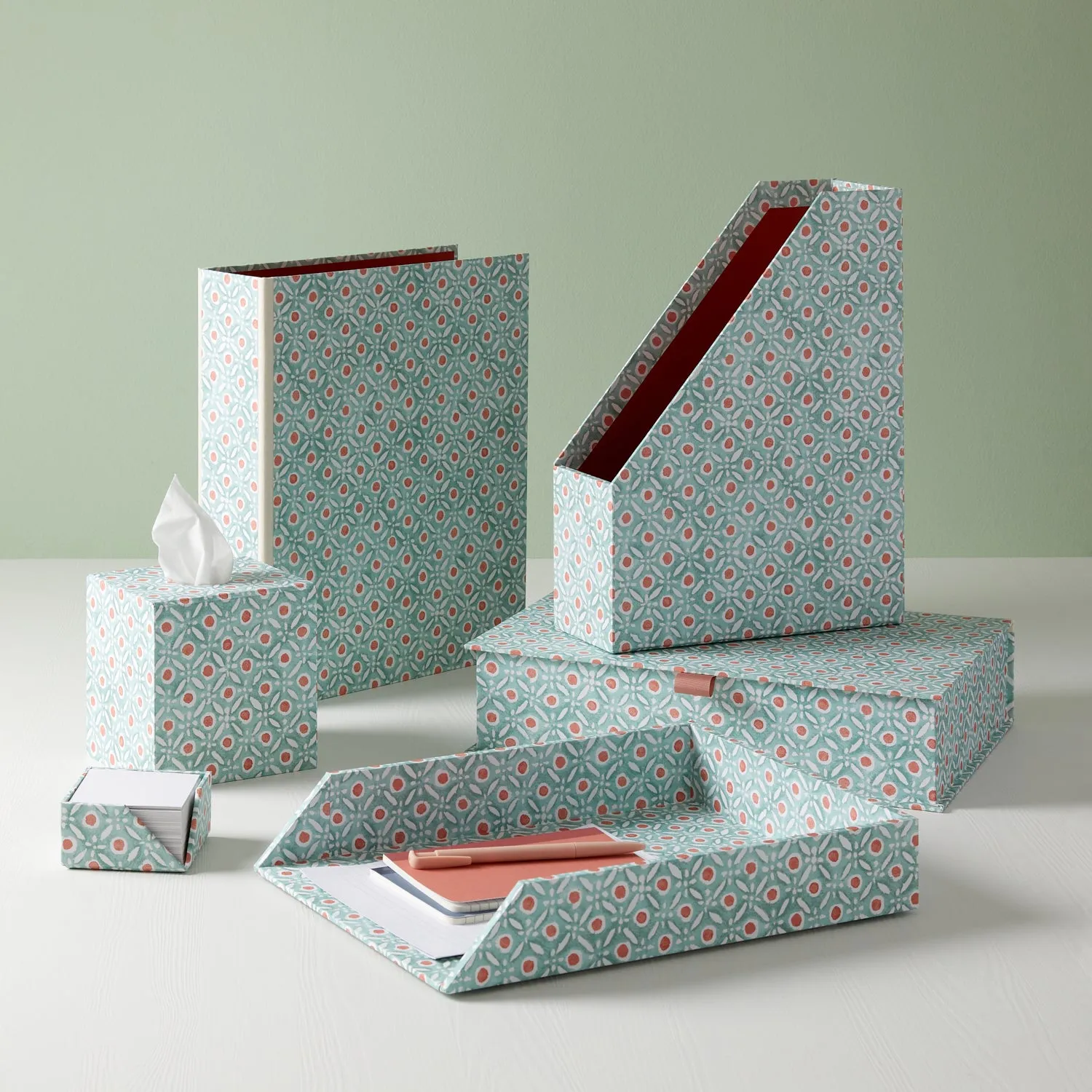 Lever Arch Folder Batik Dots Coral/Aqua