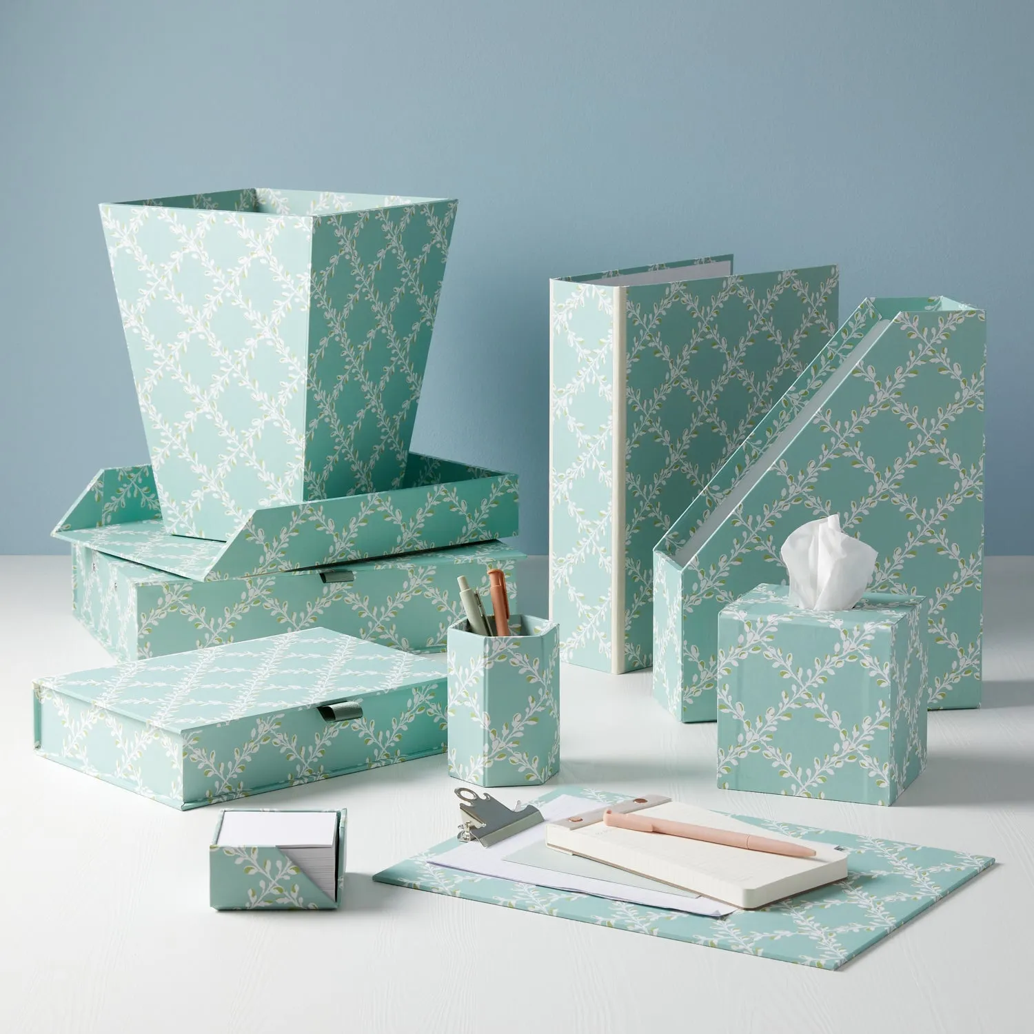 Lever Arch Folder Bud Trellis Aqua
