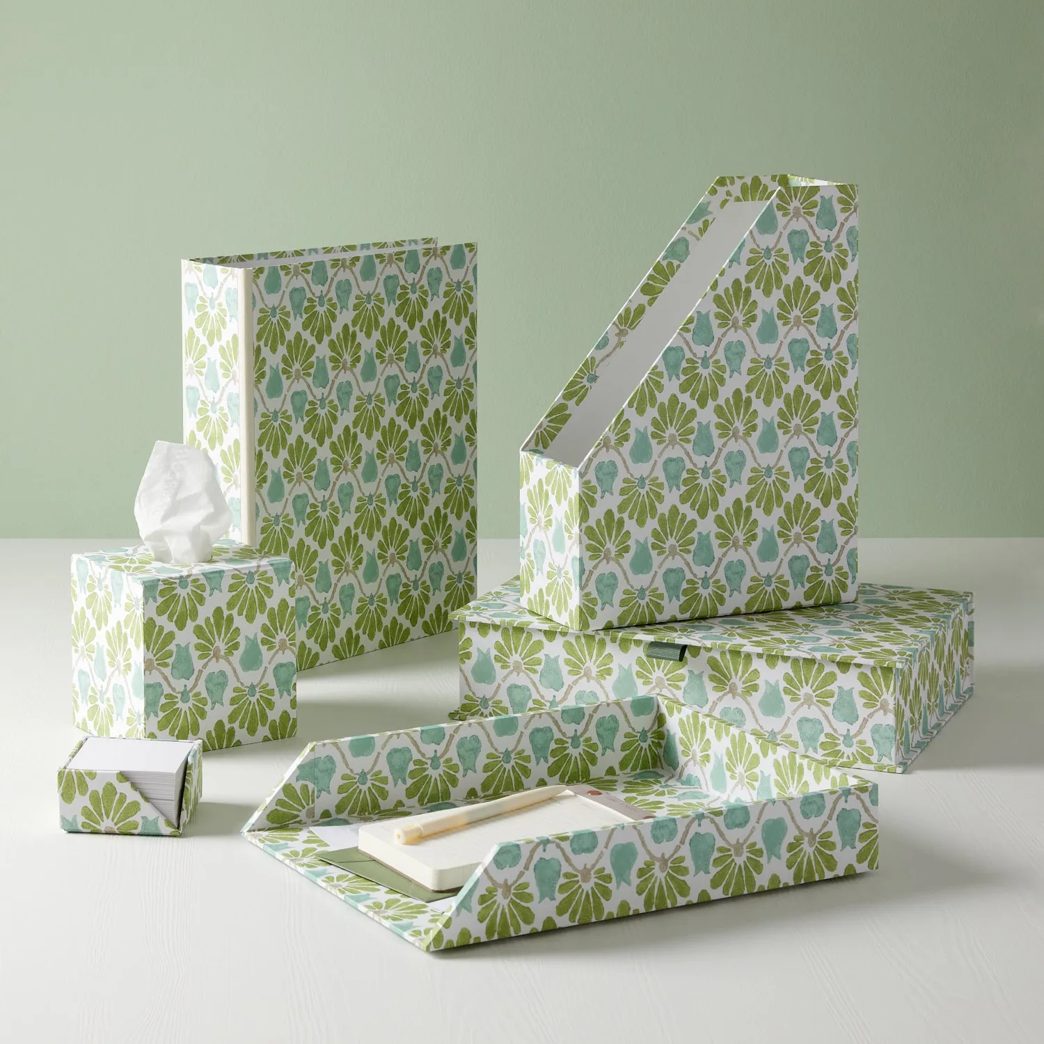 Lever Arch Folder Ginko Tulips Green/Aqua