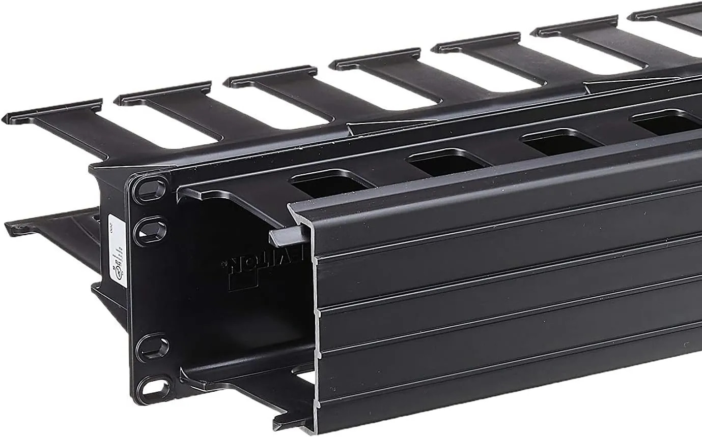 Leviton 492RU HFR Horizontal Cable Management 2RU 3 inch by 3 inch Front and 2 inch by 4 inch Rear