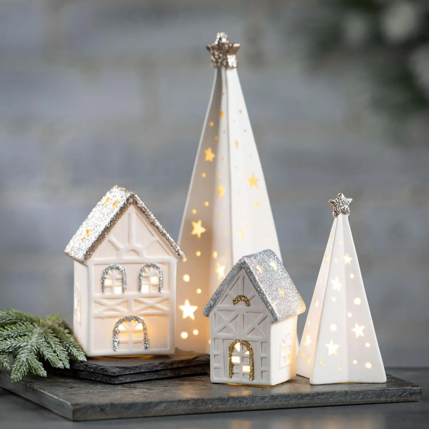 Lighted Porcelain Tree Set
