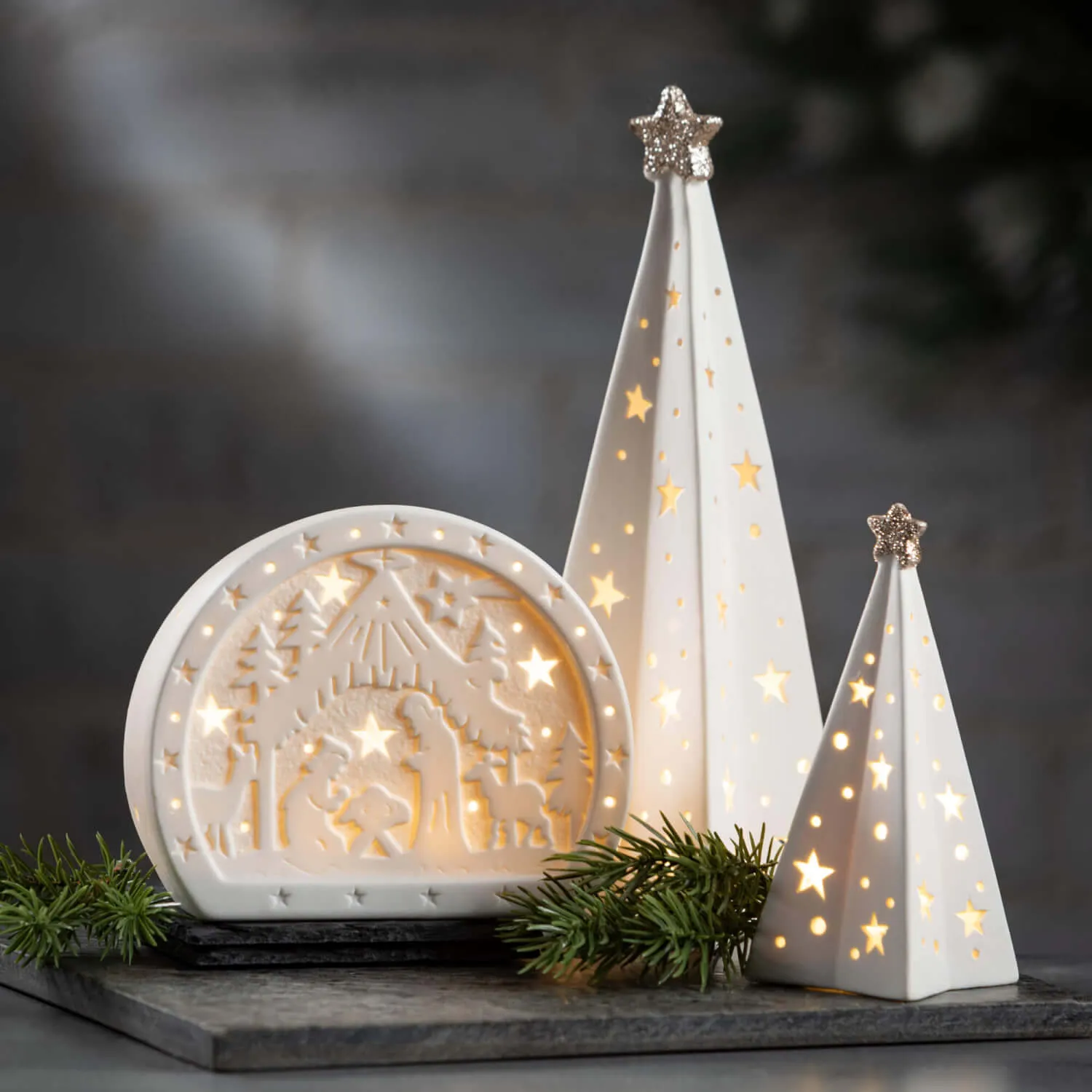 Lighted Porcelain Tree Set