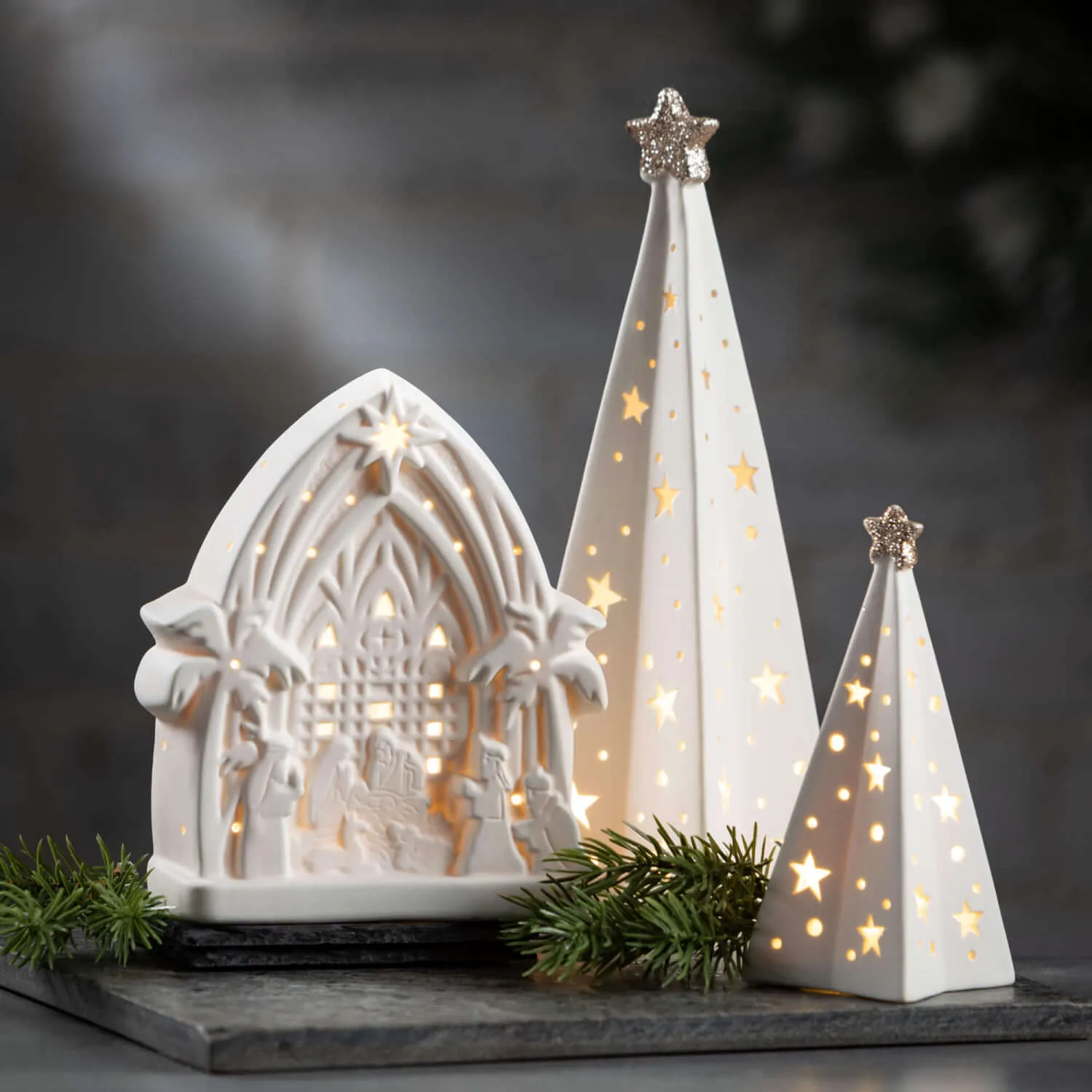Lighted Porcelain Tree Set