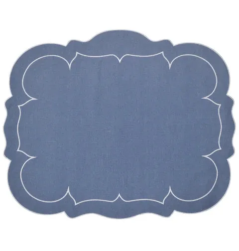 Linho Placemats Scalloped Rectangular Set of 4