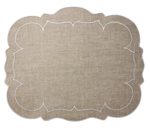 Linho Placemats Scalloped Rectangular Set of 4