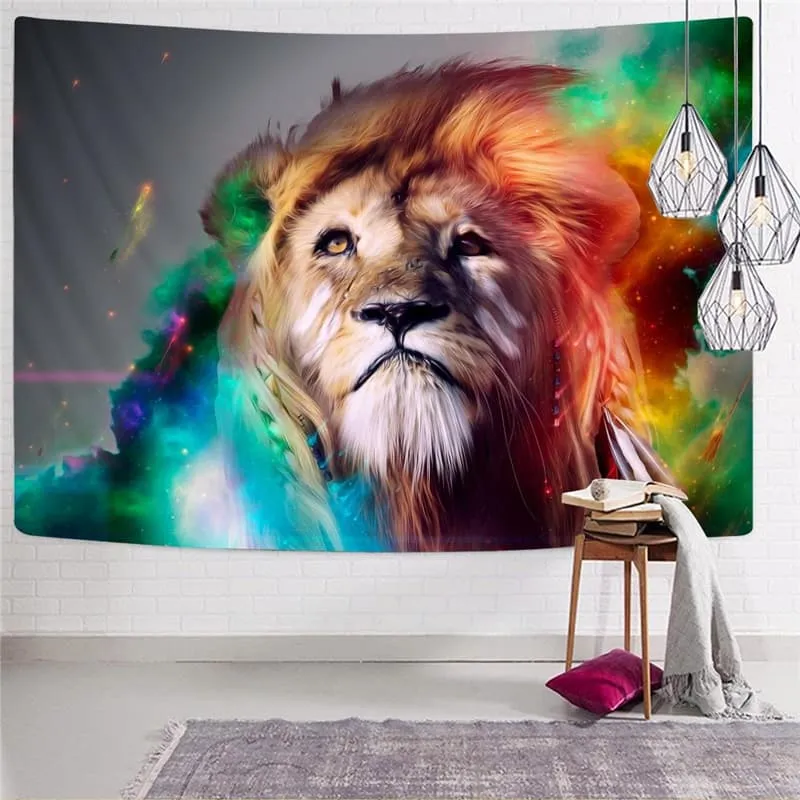 Lion Tapestry Animal Tapestries Anime Home Tapestrys Colorful Wall Tapestry Nebula Rug Wall