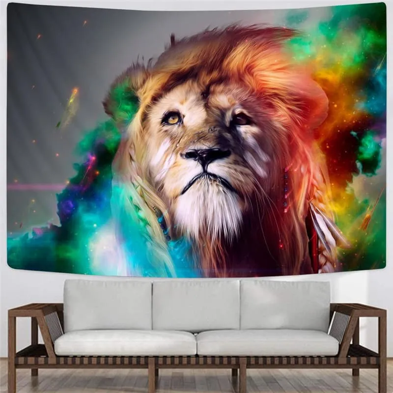 Lion Tapestry Animal Tapestries Anime Home Tapestrys Colorful Wall Tapestry Nebula Rug Wall