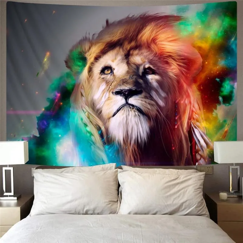 Lion Tapestry Animal Tapestries Anime Home Tapestrys Colorful Wall Tapestry Nebula Rug Wall
