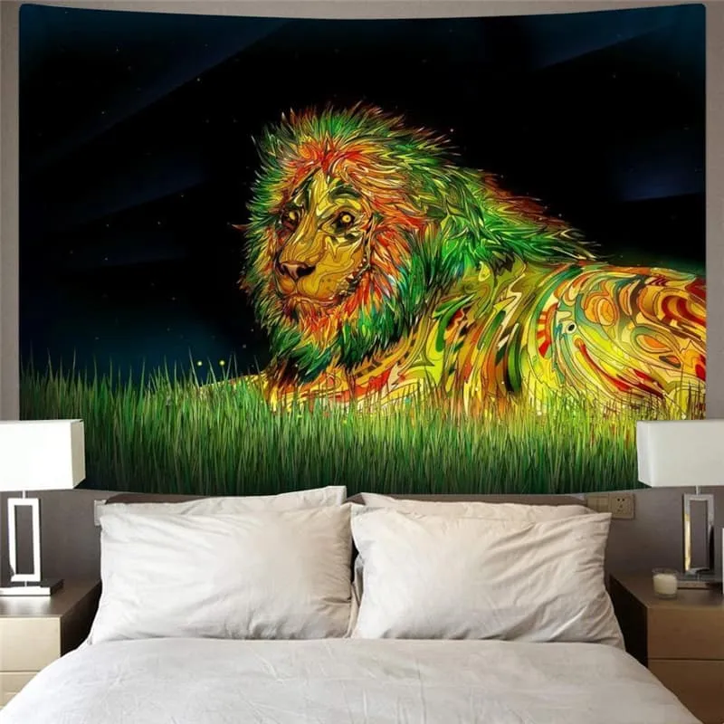Lion Tapestry Animal Wall Tapestry Anime Rug Wall Colorful Tapestries Painting Home Tapestrys