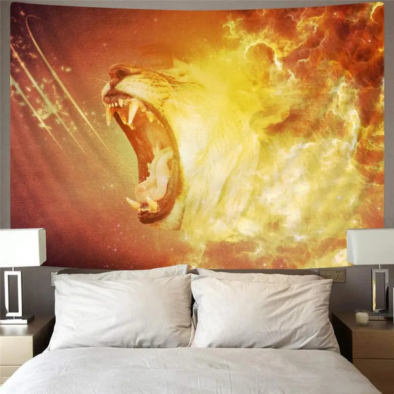 Lion Tapiz Animal Wall Tapestry Anime Home Tapestrys Flame Rug Wall Nebula Tapestries