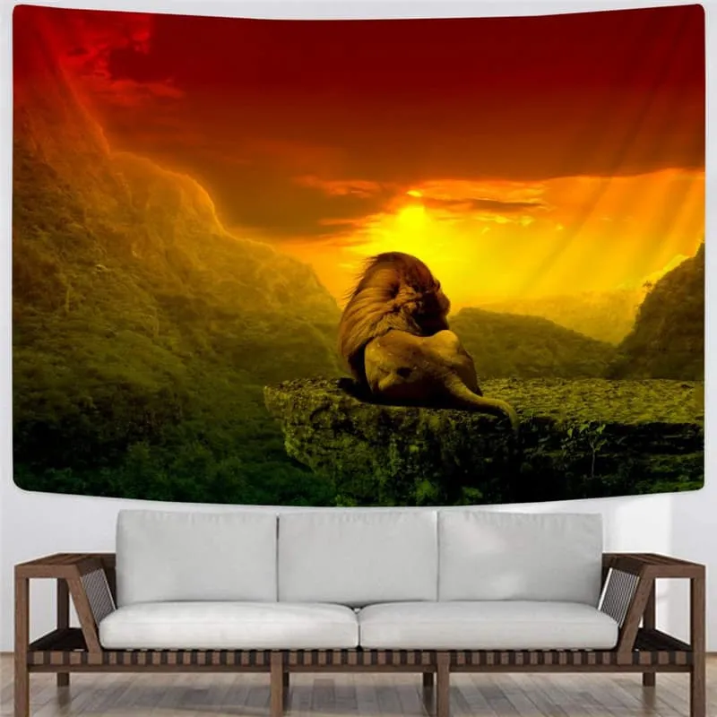 Lion Tapiz Animal Wall Tapestry Anime Tapestries Nebula Tenture Mandala Sunset Rug Wall