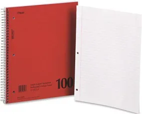 Mead Mid Tier Single Subject Notebook' College Rule' Ltr' White' 100 Sheets/Pad