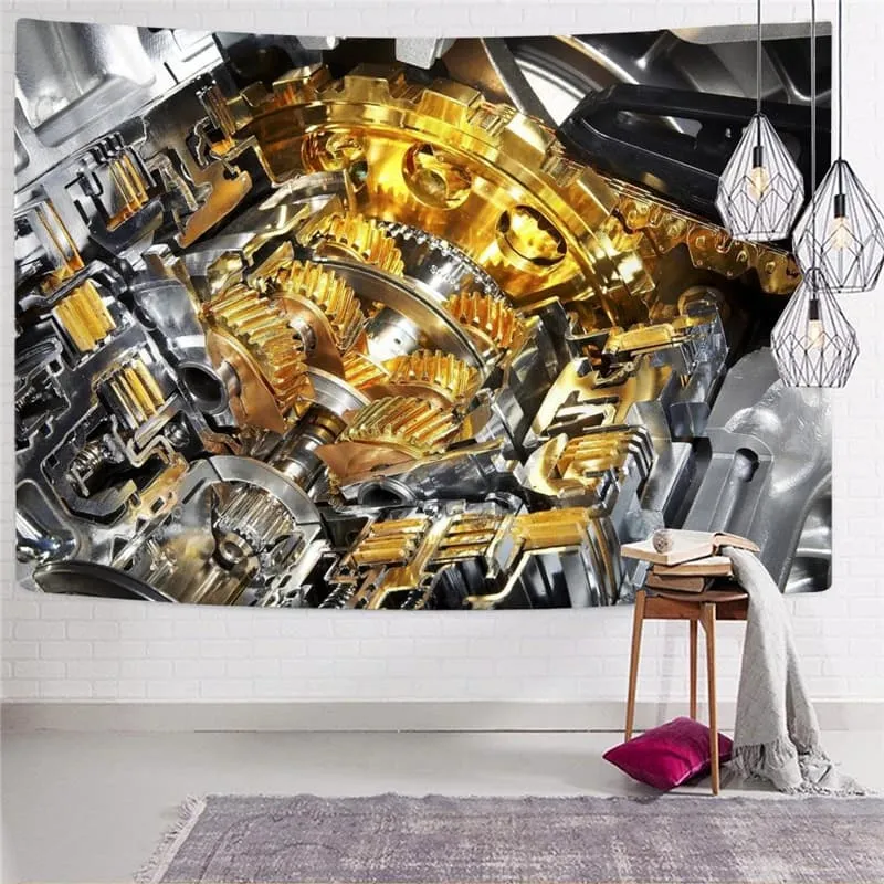 Metal Tapiz Engine Wall Tapestry Gear Tapestries Hip Hop Home Tapestrys