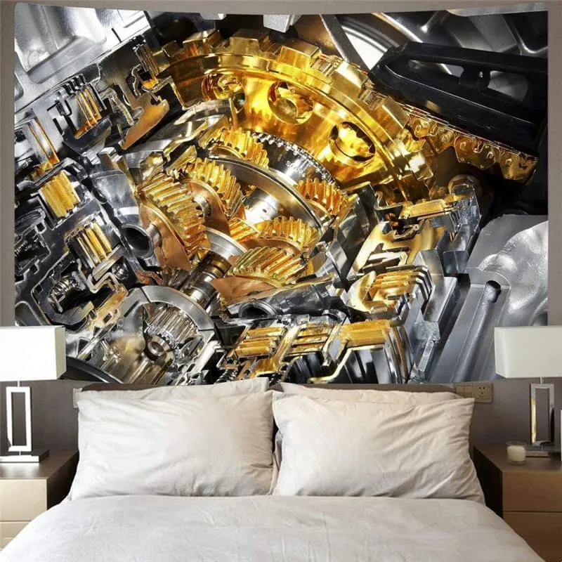 Metal Tapiz Engine Wall Tapestry Gear Tapestries Hip Hop Home Tapestrys