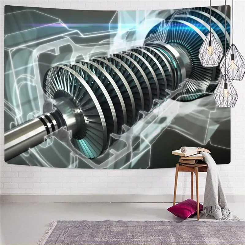 Metal Tapiz Engine Wall Tapestry Gear Tapestries Motorcycle Tenture Mandala