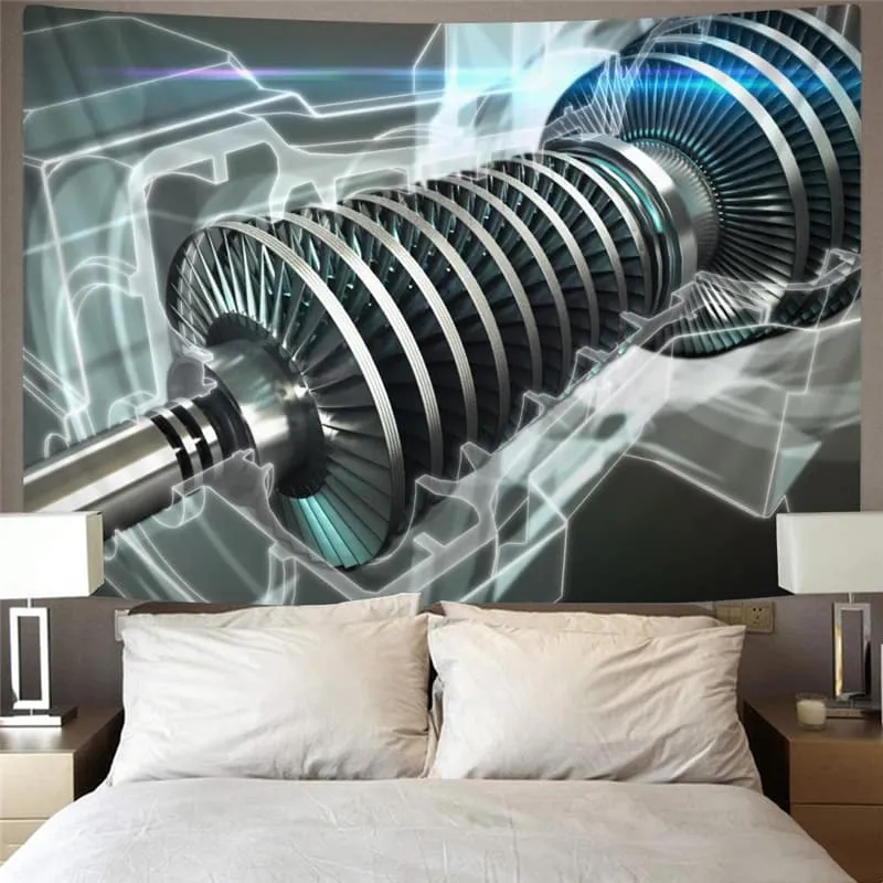 Metal Tapiz Engine Wall Tapestry Gear Tapestries Motorcycle Tenture Mandala