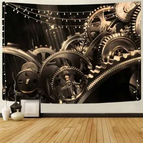 Metal Tapiz Engine Wall Tapestry Gear Tapestries Punk Rock Home Tapestrys Decor