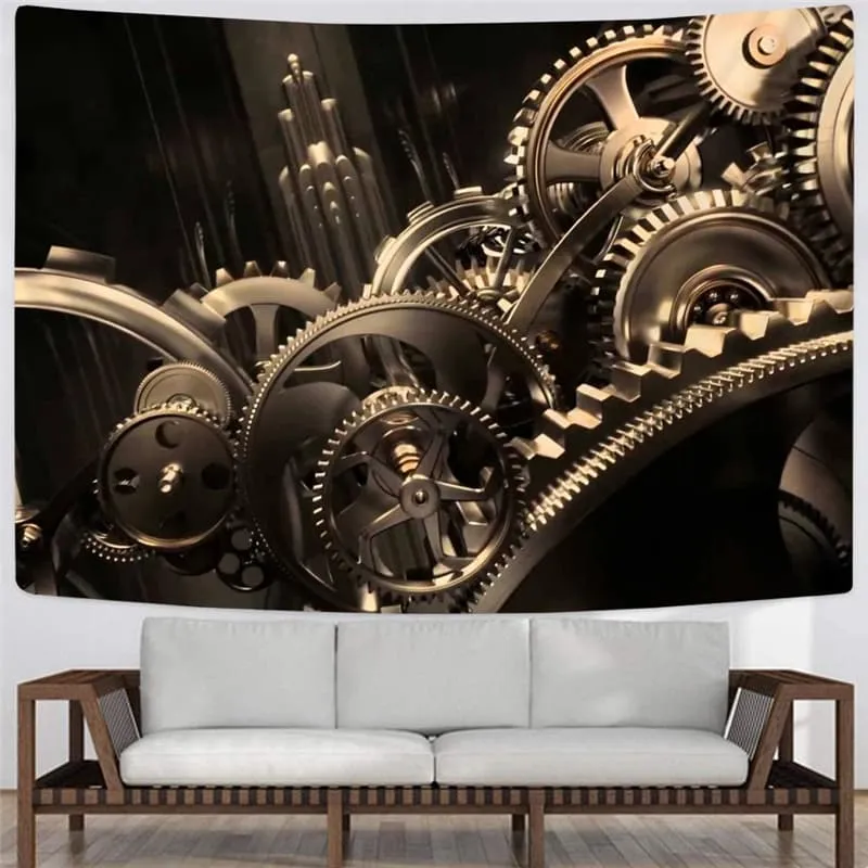 Metal Tapiz Engine Wall Tapestry Gear Tapestries Punk Rock Home Tapestrys Decor