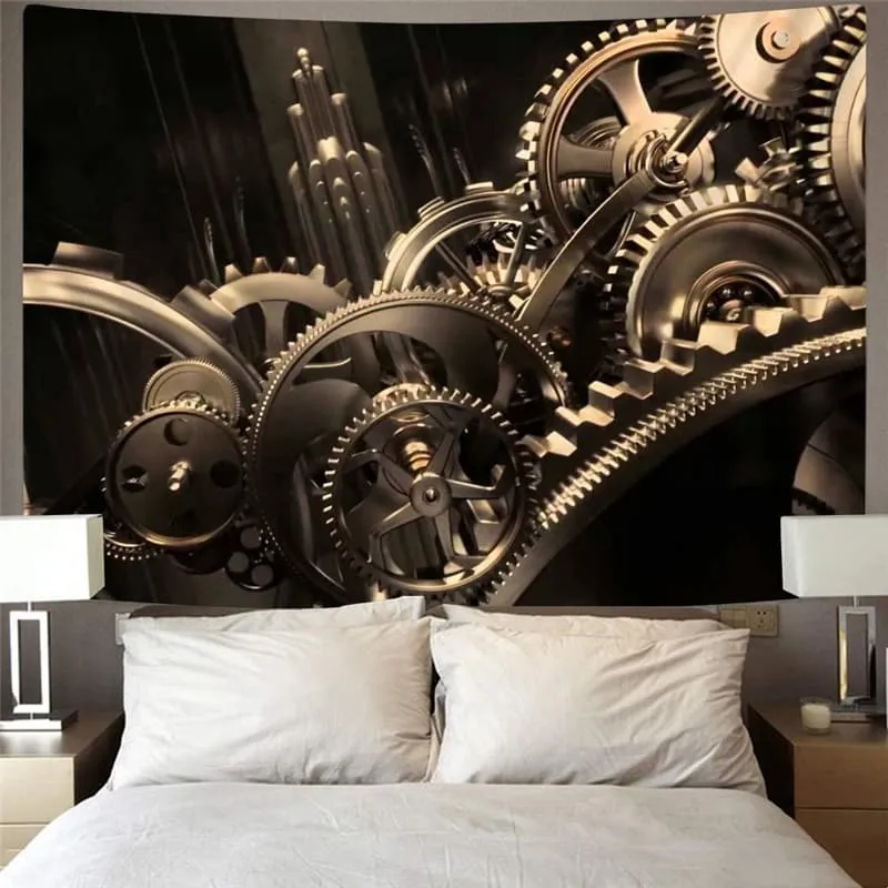 Metal Tapiz Engine Wall Tapestry Gear Tapestries Punk Rock Home Tapestrys Decor